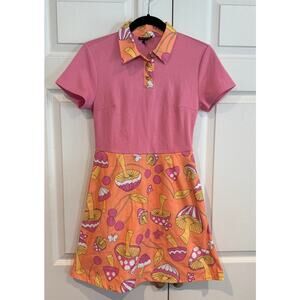 New Smak Parlour Retro Hippie Butterfly Mushroom Cherry Pink Mini Dress Sm